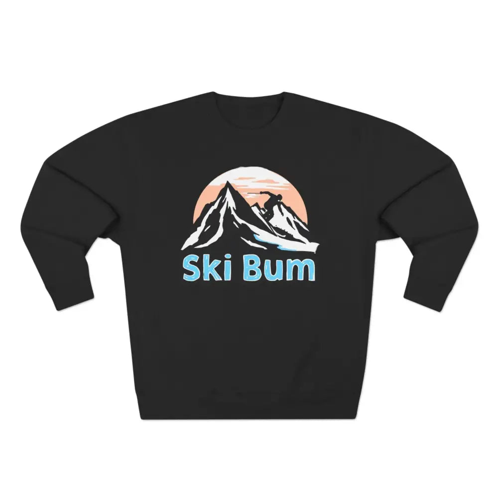 Black crewneck sweatshirt from the Ski Bum Sweatshirt Collection in blue, beige, black