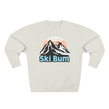 Beige sweatshirt featuring Ski Bum design from the Ski Bum Sweatshirt Collection
