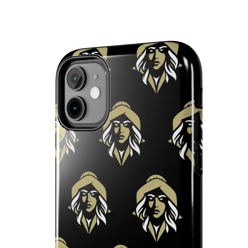 Black phone case with golden woman pattern from Skipper Lax Tough Phone Case collection