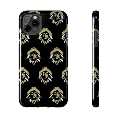 Black Tough Phone Case featuring Woman Face Design by Skipper Lax, stylish and protective