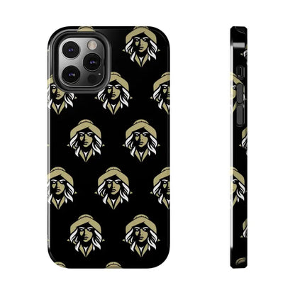 Black phone case featuring a woman’s face design from the Skipper Lax collection