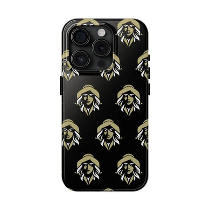 Black iPhone case featuring a stylish woman pattern in the Skipper Lax Tough design