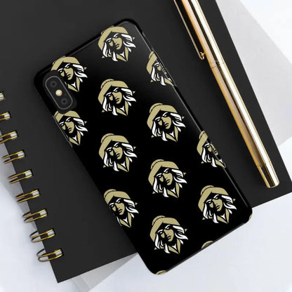 Black Tough Phone Case featuring a woman’s face pattern by Skipper Lax