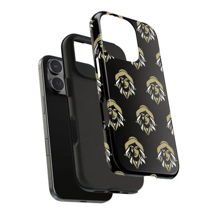 Skipper Lax Black Tough Phone Case featuring a woman’s face pattern design