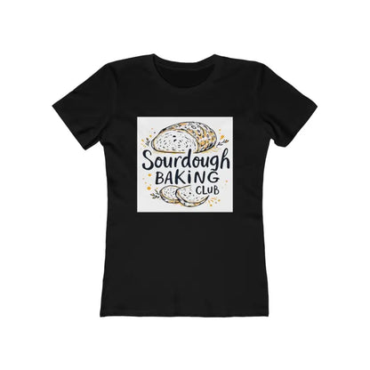Black t-shirt featuring sourdough bread graphic from Sourdough Baking Club Women’s T-Shirt