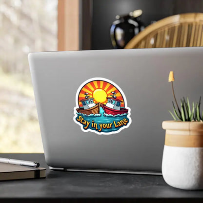 Laptop featuring Stay In Your Lane Sticker for Boat and Car accessory