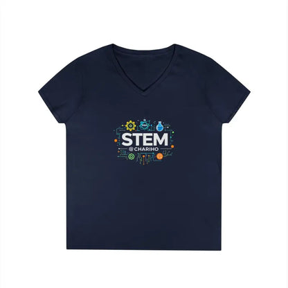 Navy blue v-neck t-shirt from STEM Charm, designed for science-inspired style