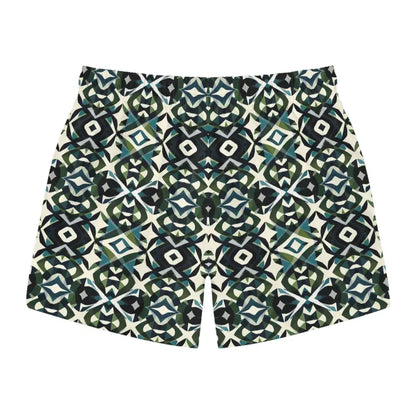 Patterned women’s Shorts from Stylish Greens and Blacks Geometric Swim Trunks for Summer Fun