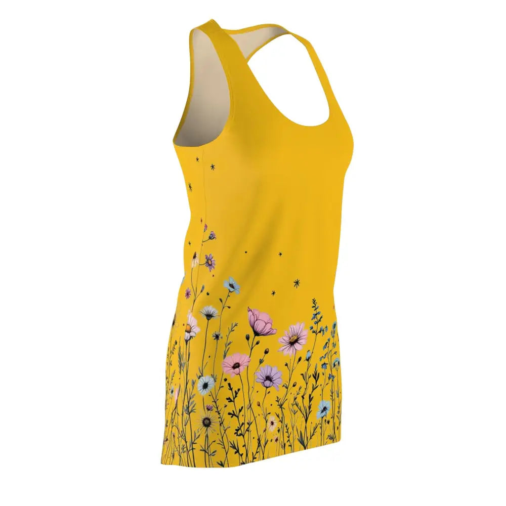 Yellow Floral Tank Dress featuring a vibrant floral pattern on a sunny yellow background