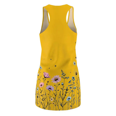 Mustard yellow floral tank dress showcasing a vibrant and stylish design