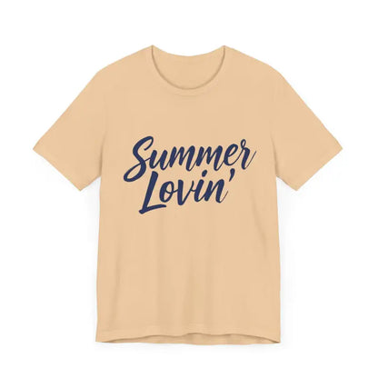 Beige Summer Lovin Unisex Jersey Tee featuring stylish text design