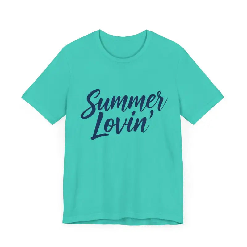 Teal Summer Lovin unisex jersey tee from the Summer Lovin collection in Beige Peach Aqua