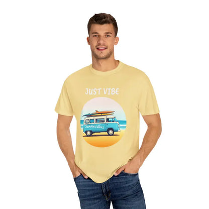 Man in Summer Vibes Unisex Garment Dyed T Shirt with Van Graphics