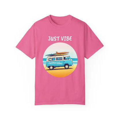 Pink Summer Vibes Unisex T-shirt with beach van graphic design for relaxed style