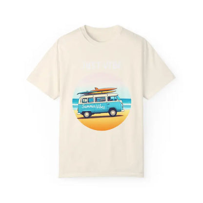 Beige Summer Vibes Unisex Garment Dyed T-Shirt with Van Graphic Design