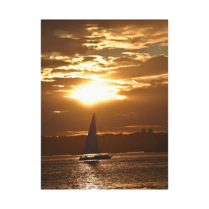 Sunset sailboat silhouette enhancing the beauty of tranquil evening waters