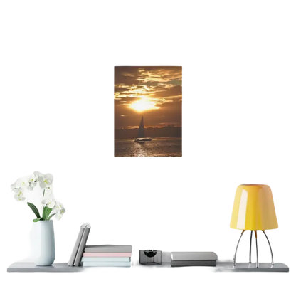Sailboat sunset canvas print featuring a stunning silhouette design