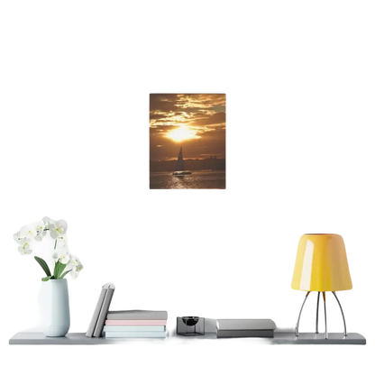 Sunset Sailboat Silhouette canvas print featuring a beautiful sunset scene