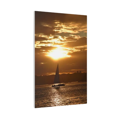 Sunset Sailboat Silhouette canvas print featuring a serene sunset over water