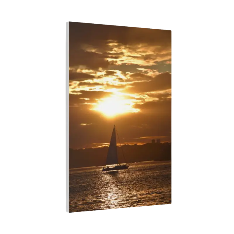 Sunset Sailboat Silhouette canvas print featuring a serene sailing scene at dusk