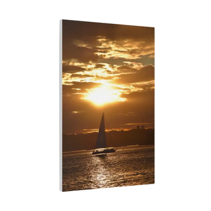 Sunset Sailboat Silhouette canvas print featuring a serene sailing scene at dusk