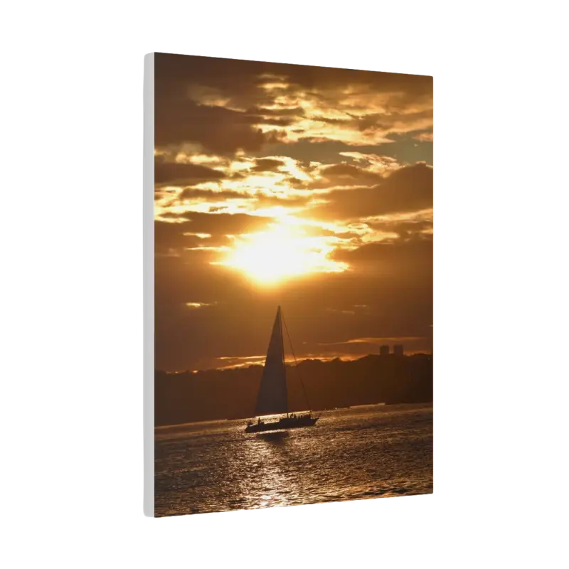 Sunset Sailboat Silhouette canvas print featuring a picturesque sailboat at dusk