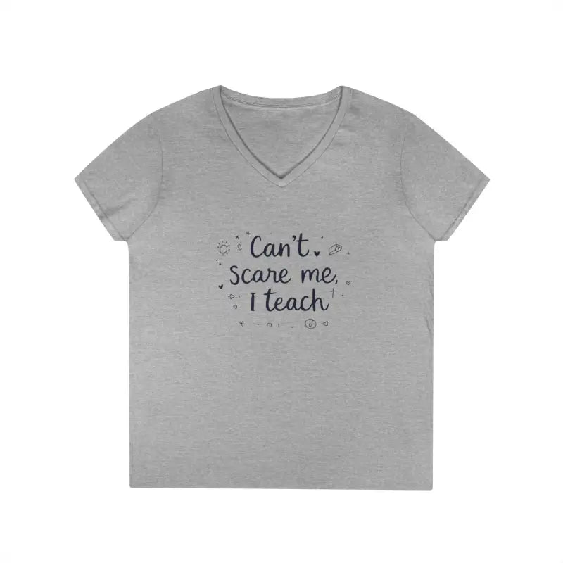 Gray v-neck t-shirt from Teacher V Neck T Shirt Cannot Scare Me I Teach collection