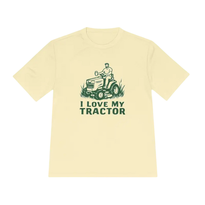 Short-sleeved Tractor Graphic T-Shirt in Gray, White, and Neon Green design