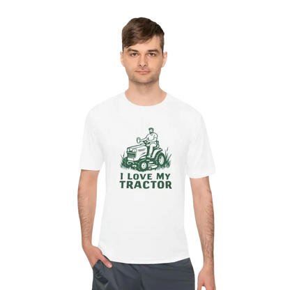 White t-shirt featuring tractor graphic from Tractor Graphic T Shirts collection