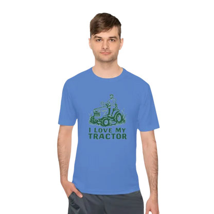 Blue T-shirt featuring a tractor graphic from the Tractor Graphic T Shirts collection