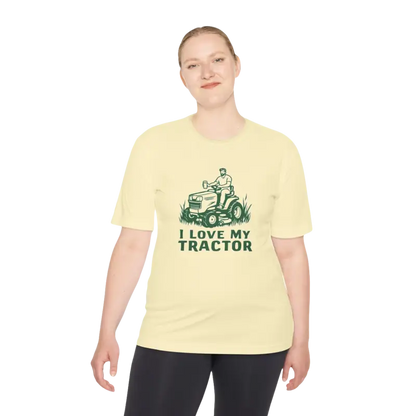 Light yellow t-shirt featuring tractor graphic from Tractor Graphic T Shirts collection