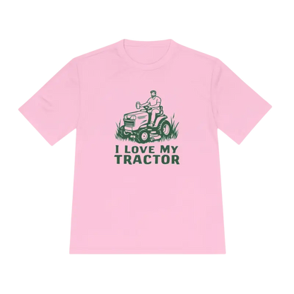 Pink t-shirt featuring tractor graphic from Tractor Graphic T Shirts collection