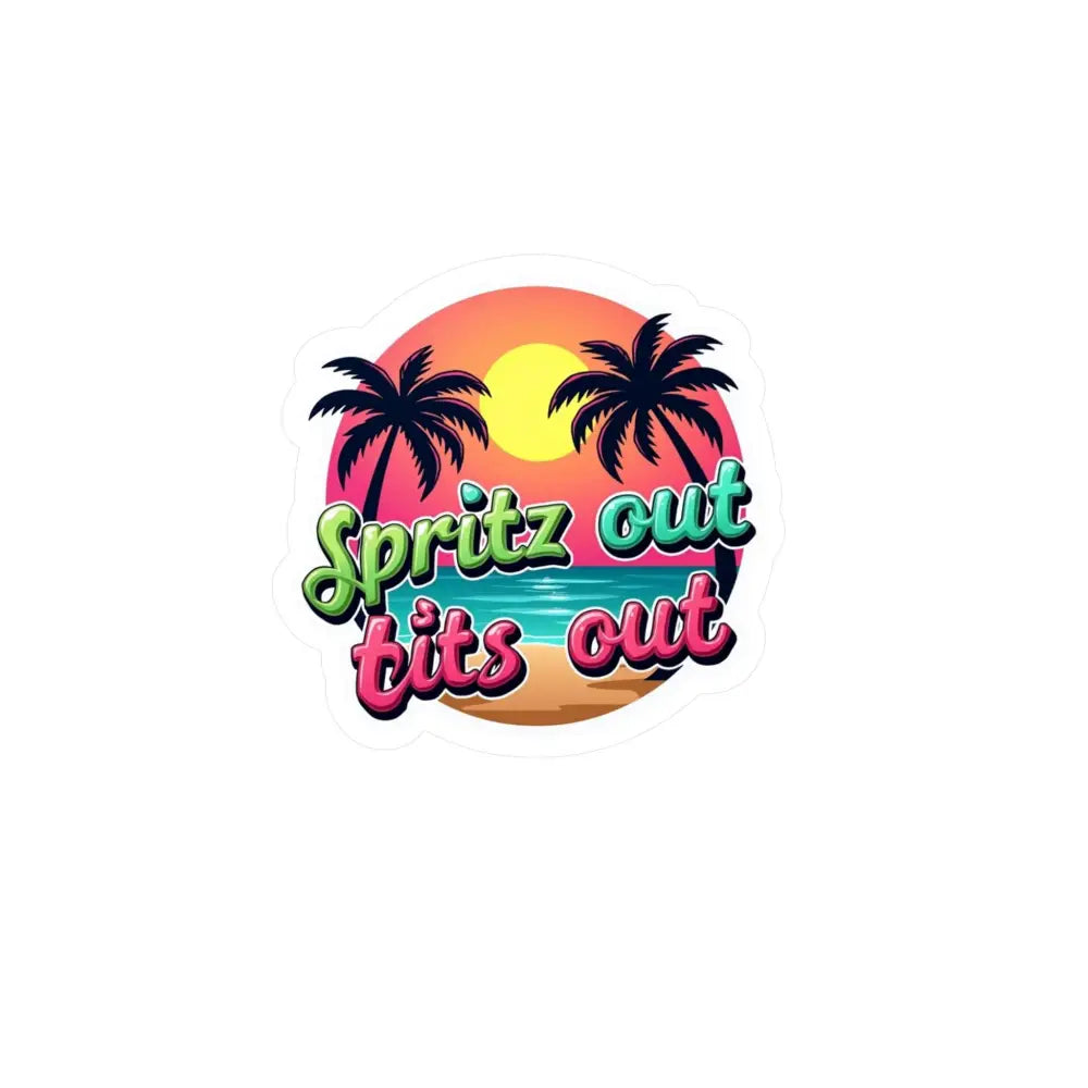 Tropical Beach Neon Vinyl Sticker featuring vibrant colors and tropical design elements