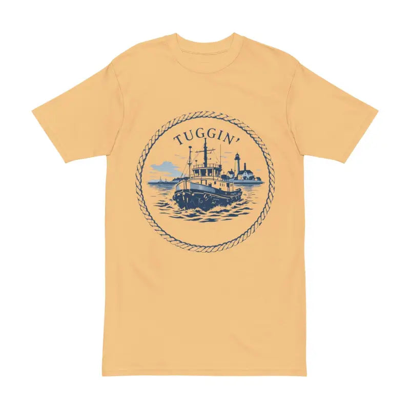 Yellow T-shirt featuring a tugboat graphic from the T-Shirt Collection with Tugboat Graphics