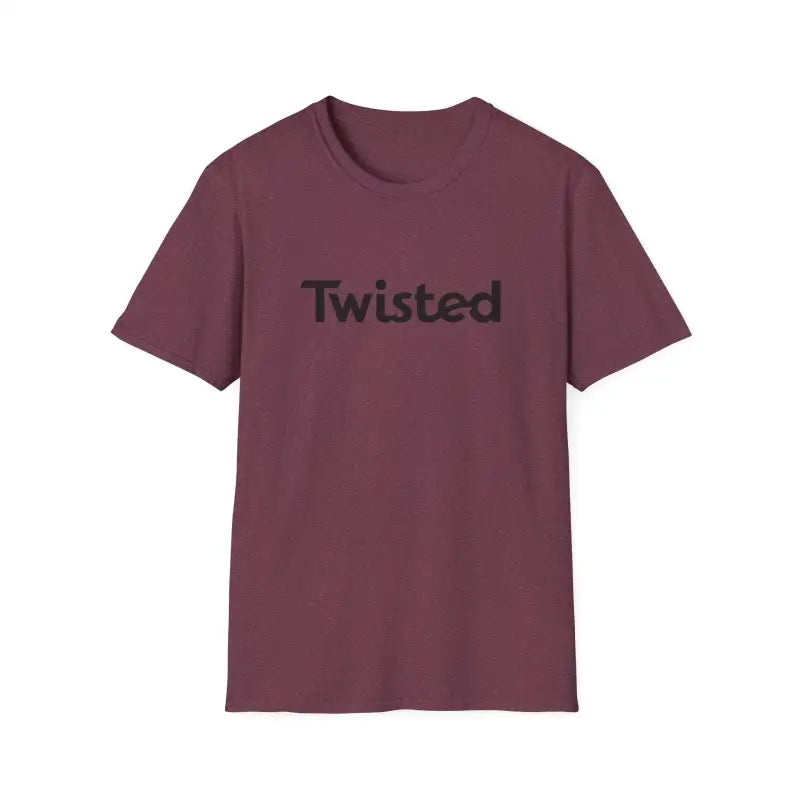 Maroon Twisted Unisex T-Shirt showcasing distinctive twisted text design