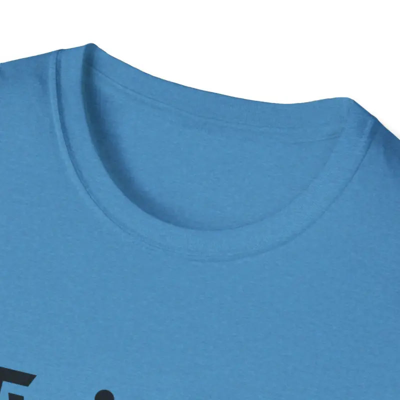 Blue T-shirt neckline of the Twisted Unisex T Shirt in Olive Green and Yellow