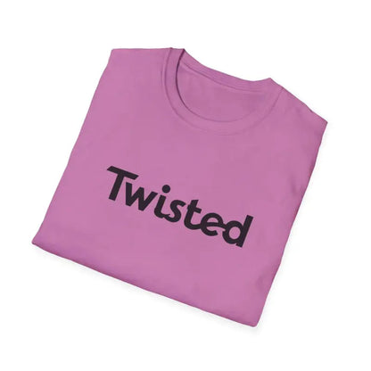Folded pink t-shirt featured in Twisted Unisex T Shirt in Olive Green and Yellow