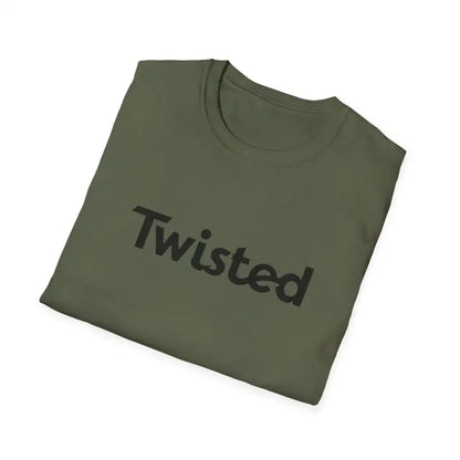Folded Twisted Unisex T Shirt in Olive Green and Yellow, showcasing a stylish design
