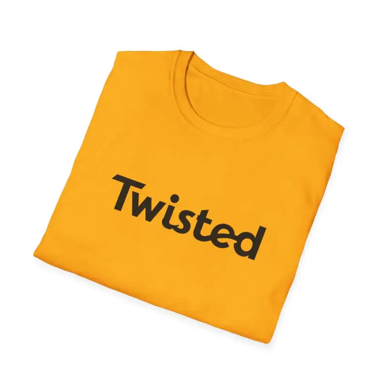 Folded yellow Twisted Unisex T Shirt from the Olive Green and Yellow collection