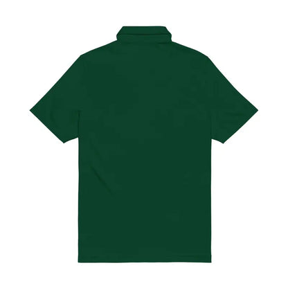 Dark green Under Armour Men’s Polo Shirt featuring embroidered Rhody design