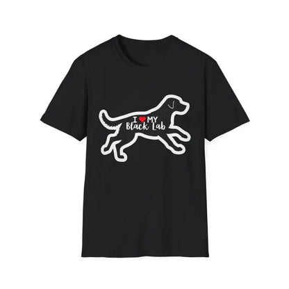 Unisex Black Lab Graphic T-Shirt featuring a stylish dog graphic on a black background