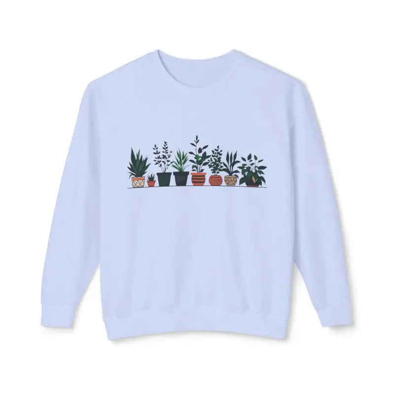 Unisex Lightweight Crewneck Sweatshirt featuring a potted plant design on white