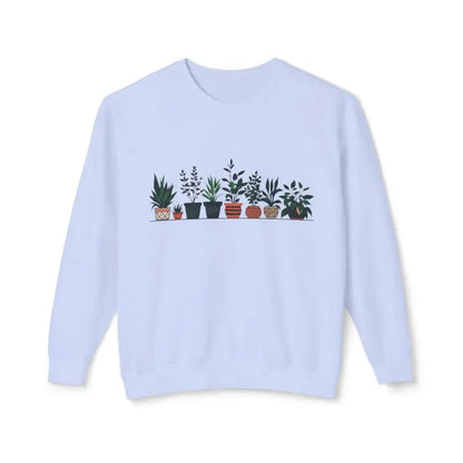 Unisex Lightweight Crewneck Sweatshirt featuring a potted plant design on white
