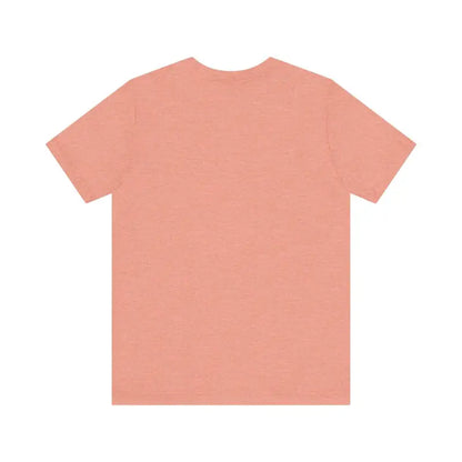 Salmon-colored Unisex Retro Peace Symbol Graphic T-Shirt showcasing vibrant style