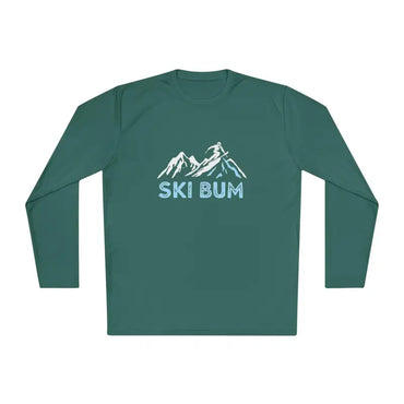 Green long-sleeved Unisex Ski Bum Tee in sport material for active wear