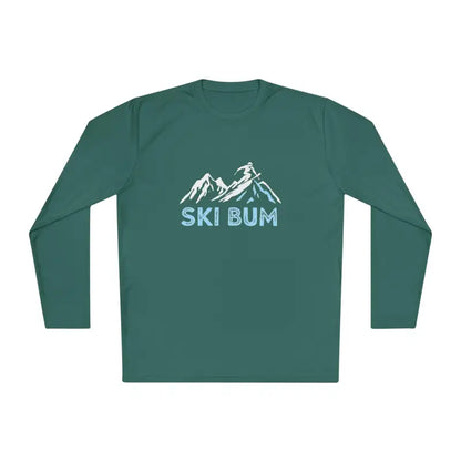 Green long-sleeved Unisex Ski Bum Tee in sport material for active wear
