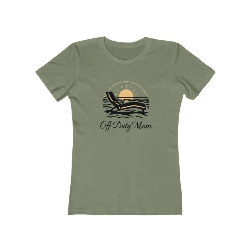 Olive green Vacation Vibes Tee for Women featuring Off Duty Mom Design