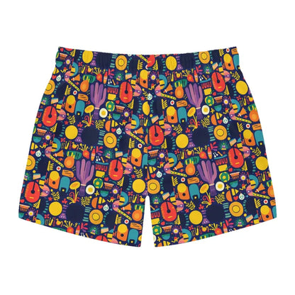 Vibrant patterned men’s boxer shorts with colorful abstract design displayed on product page
