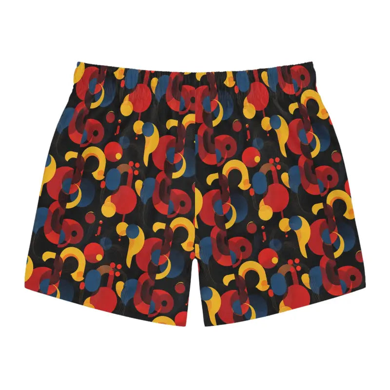 Vibrant retro men’s patterned swim trunks ideal for summer beach activities