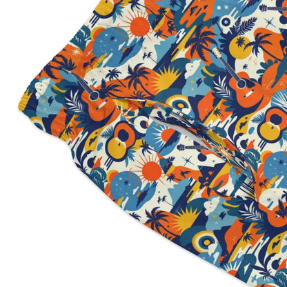 Patterned shorts from Vibrant Tropical Print Swim Trunks for Summer Fun collection